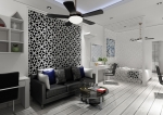 Mẫu thiết kế nội thất chung cư một phòng ngủ với tông màu đen trắng